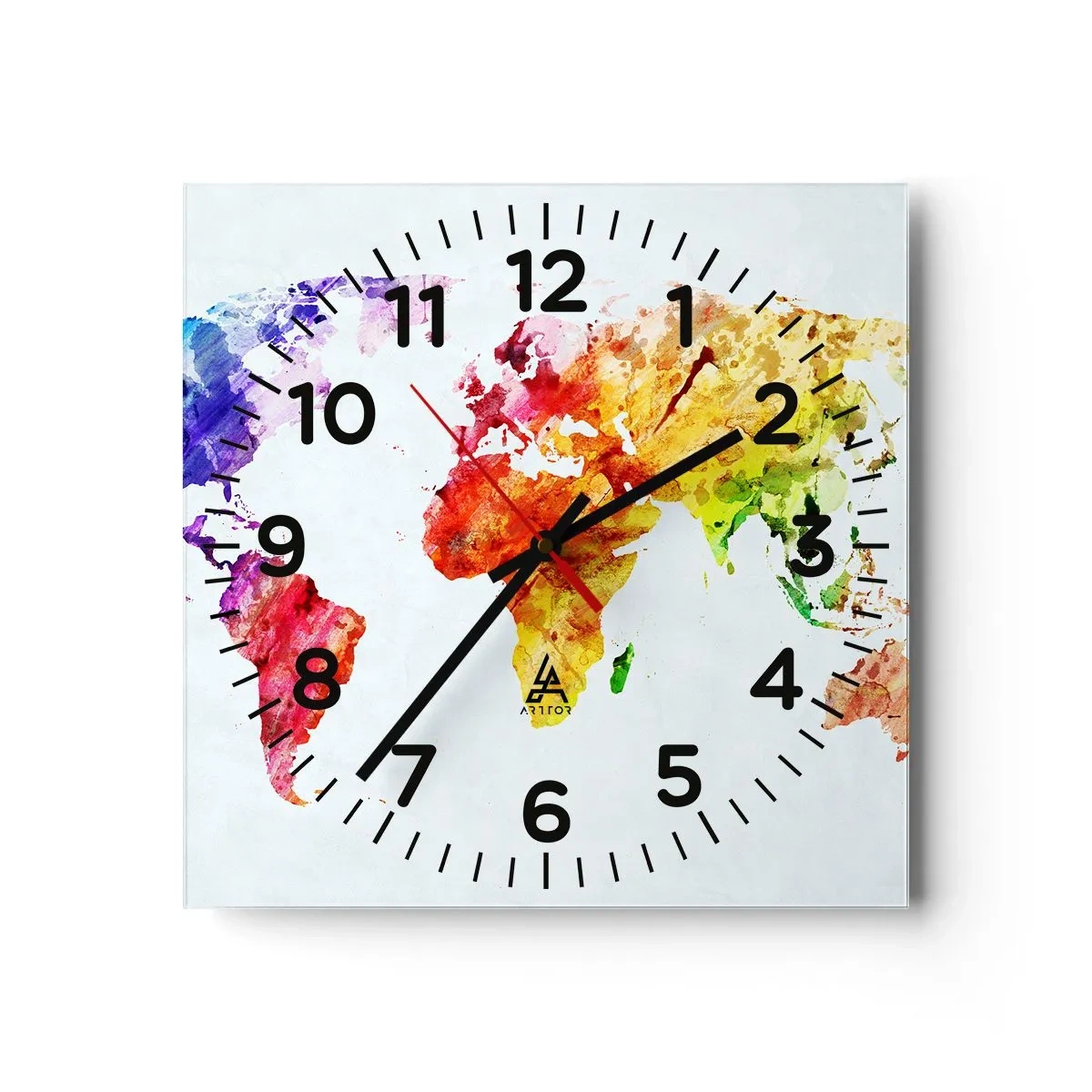 Wall clock - Clock on glass - All Colours of Light - 30x30 cm