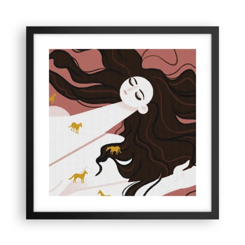 Poster in black frame - Dream of a Golden Horse - 40x40 cm