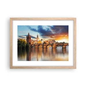 Poster in light oak frame - Beautiful Prague - 40x30 cm