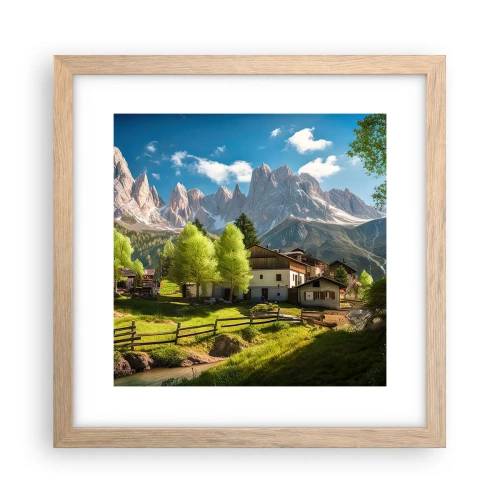 Poster in light oak frame - Alpine Idyll - 30x30 cm