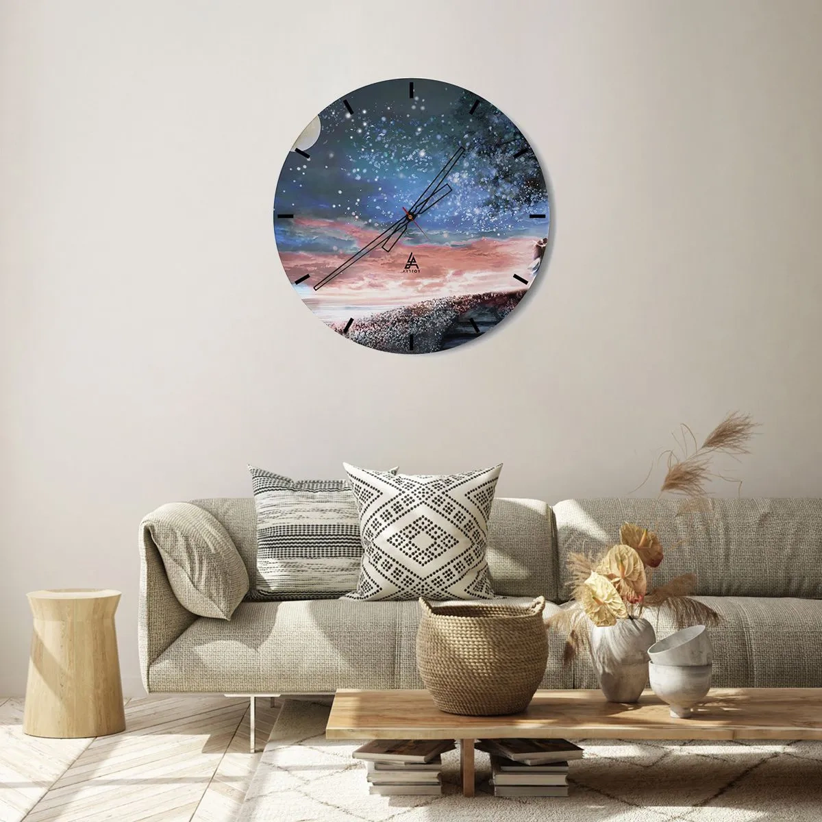 Wall clock - Clock on glass - Starry Spectacle - 40x40 cm
