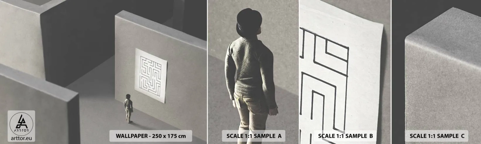 Photo Wallpaper Sample Self-Adhesive Deluxe Sticker - But Where Am I? - Maze, Abstraction, Piece - 100x30 cm