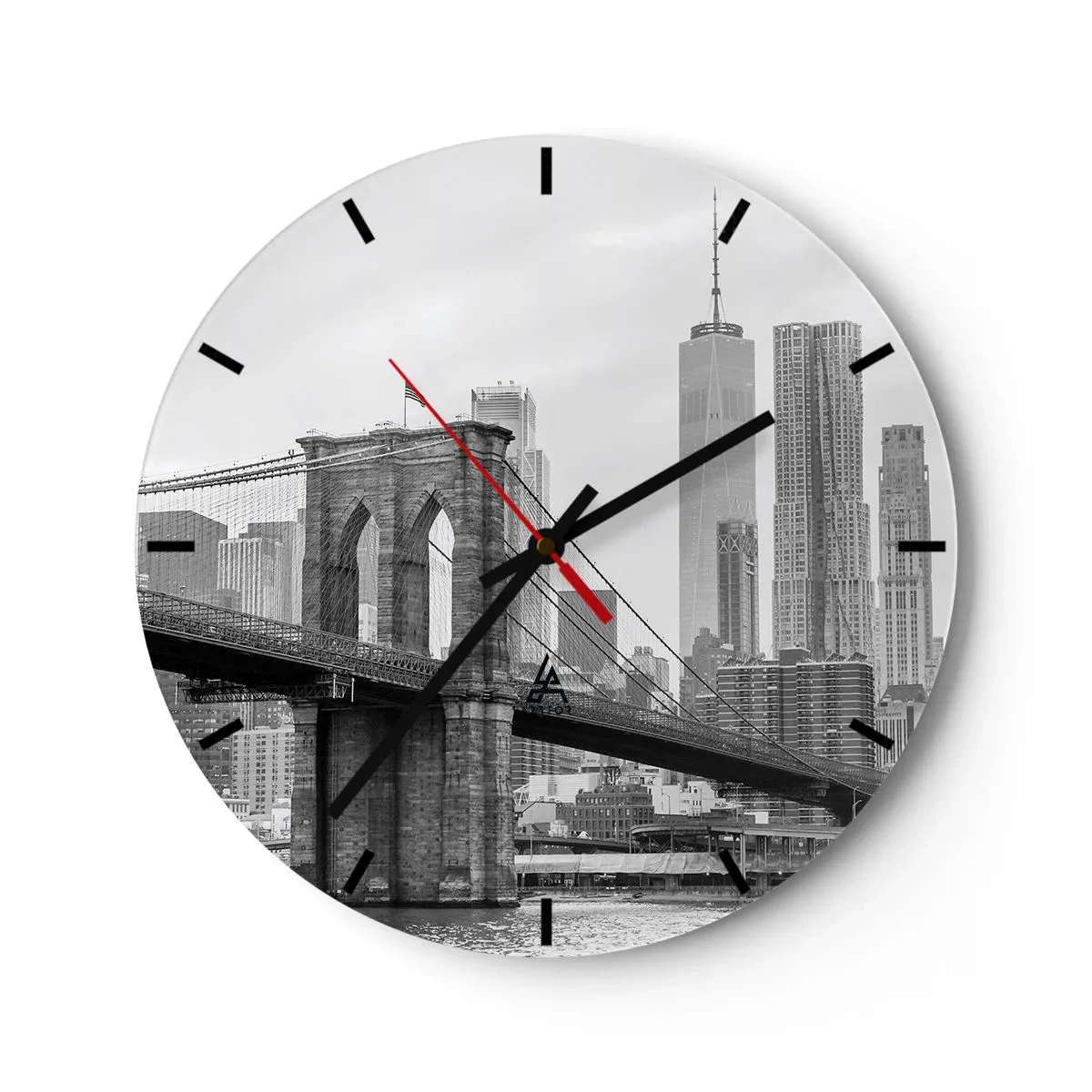 Wall clock - Clock on glass - New York Style  - 40x40 cm
