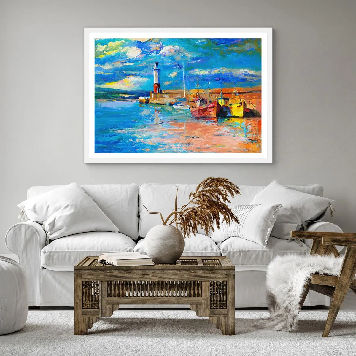 Poster in white frmae - Afternoon in a Rainbow Bay - 40x40 cm