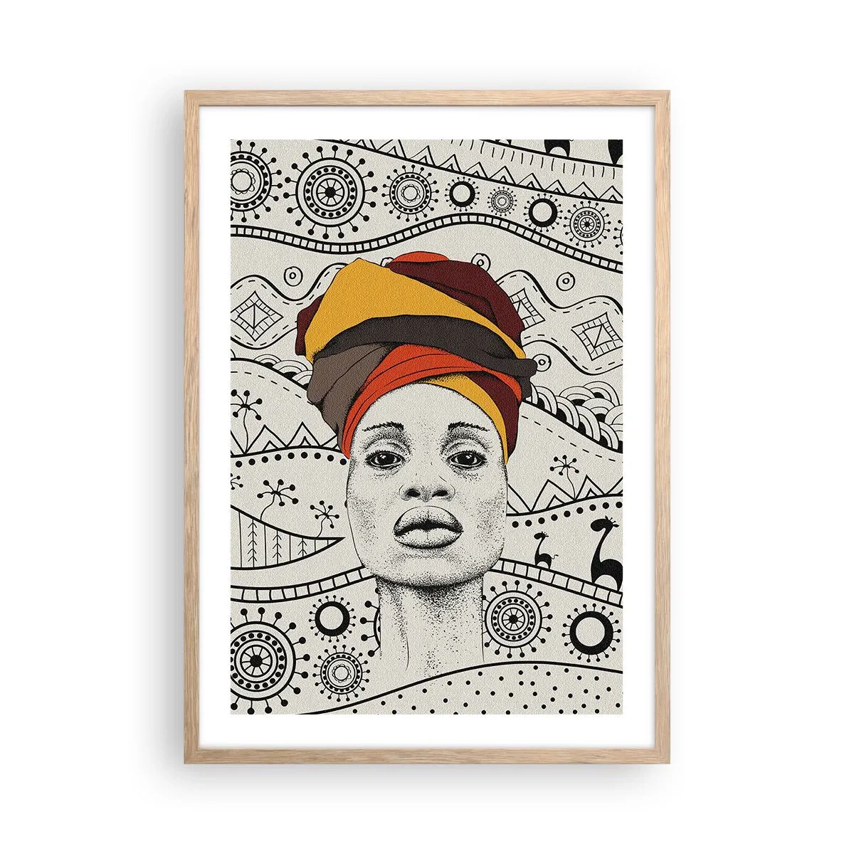 Poster in light oak frame - African Portrait - 50x70 cm
