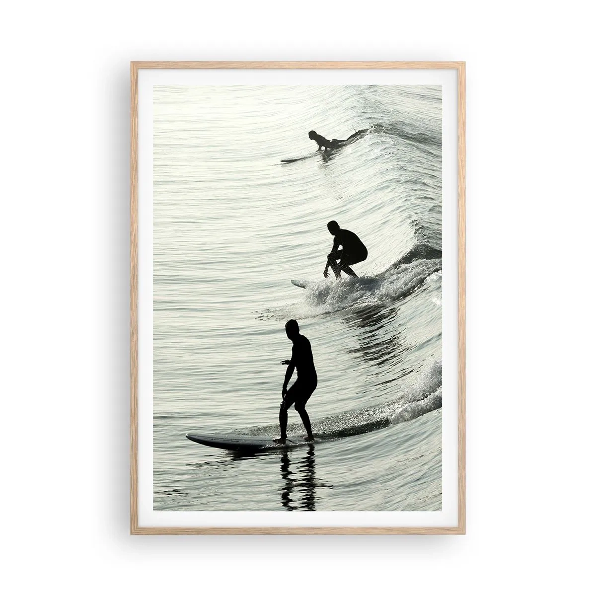 Poster in light oak frame - Meeting the Wave - 70x100 cm