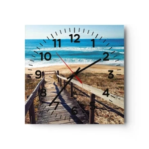 Wall clock - Clock on glass - Run! - 30x30 cm