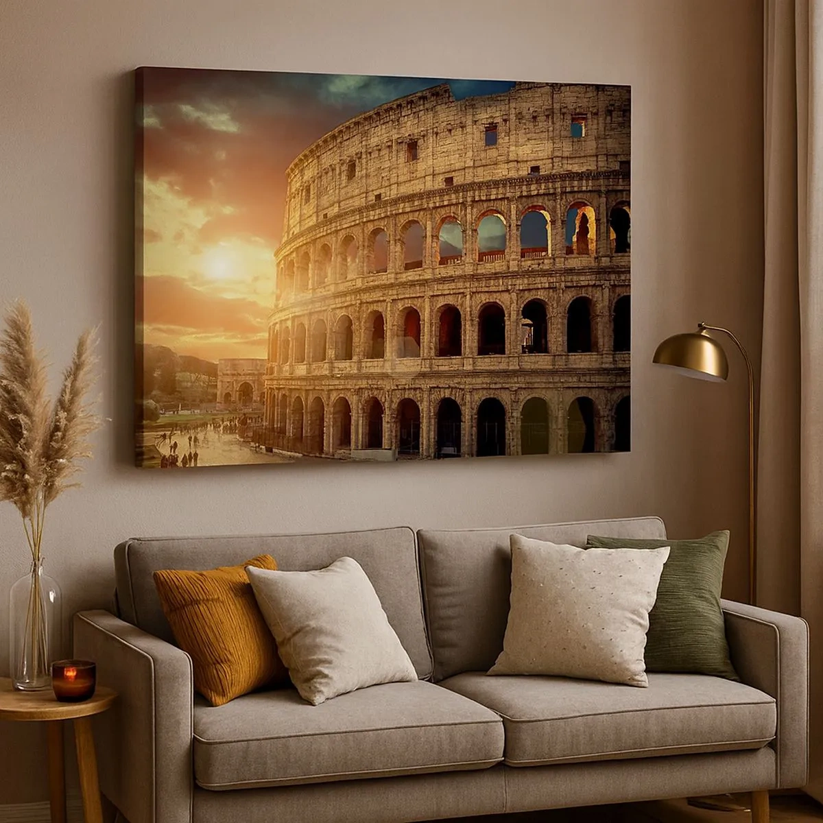Canvas picture - The Colosseum in Rome at sunset - 70x50cm - Colossal Impression - Modern wall decoration for the living room and bedroom ARTTOR