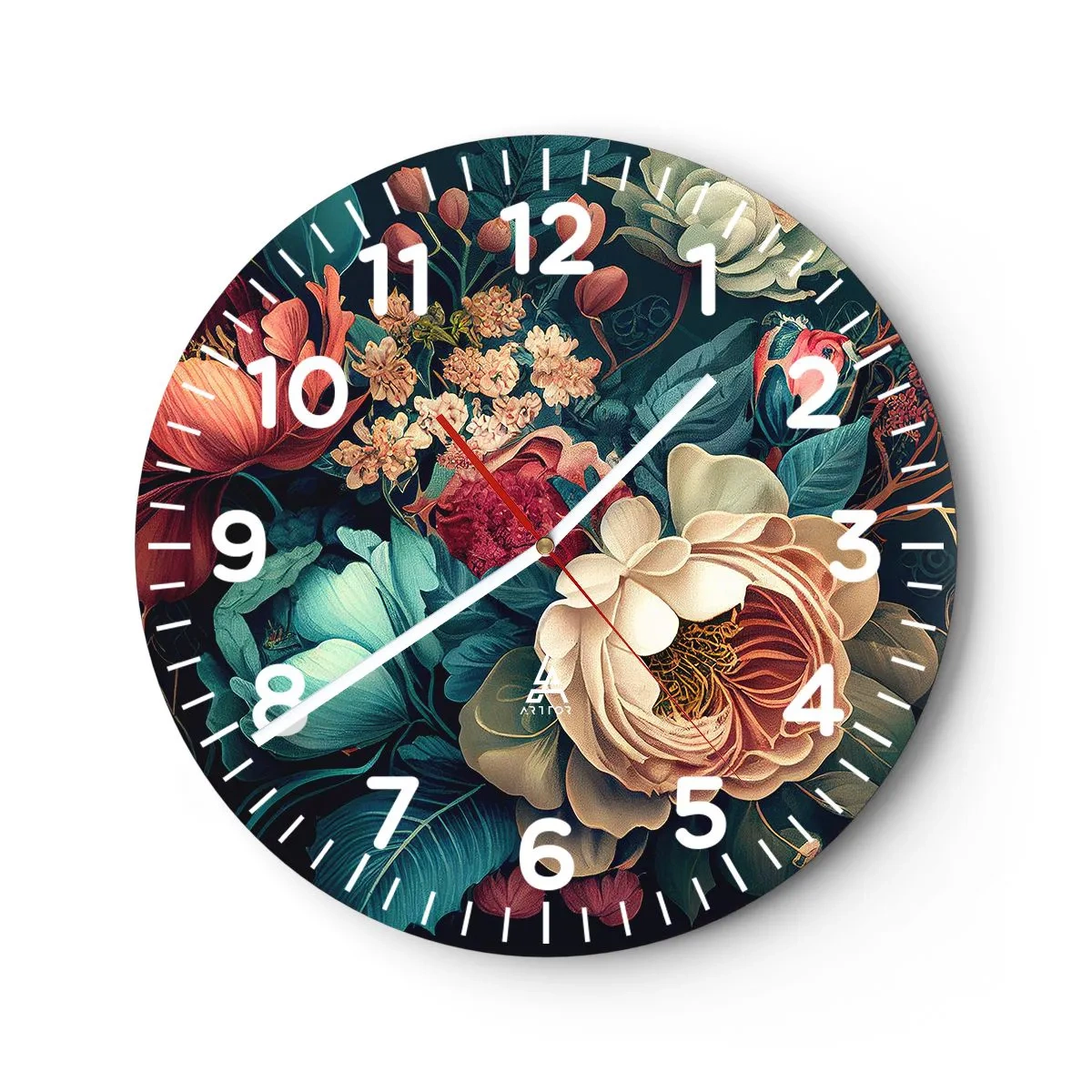 Wall clock - Clock on glass - 19th Century Charm - 30x30 cm