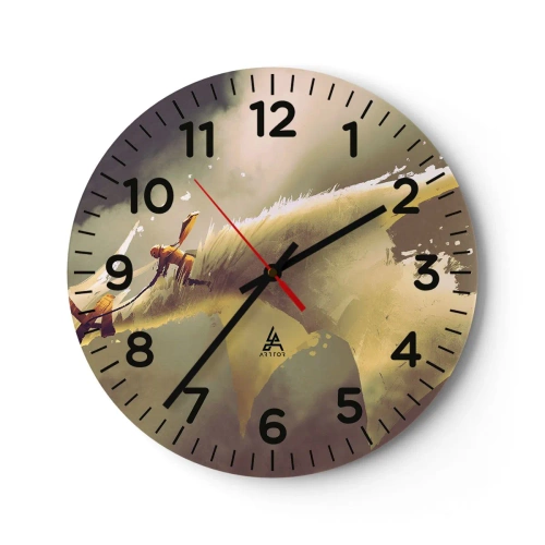 Wall clock - Clock on glass - To the Rescue of the World - 30x30 cm