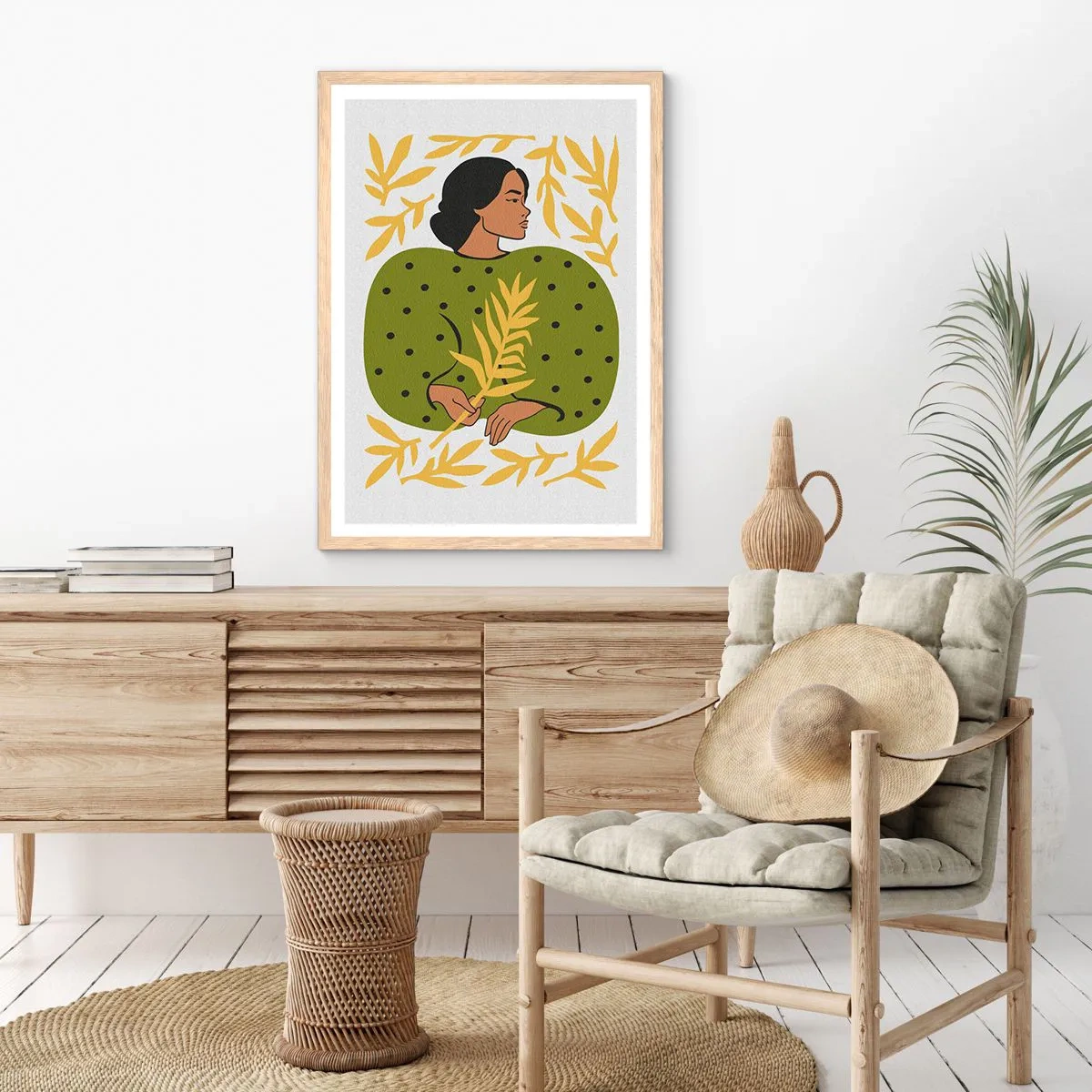 Poster in light oak frame - Hawaian Girl - 30x40 cm