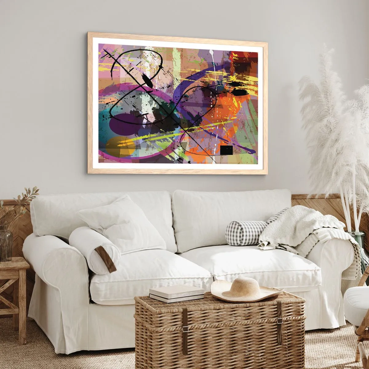 Poster in light oak frame - Straight Ahead or Around - 100x70 cm