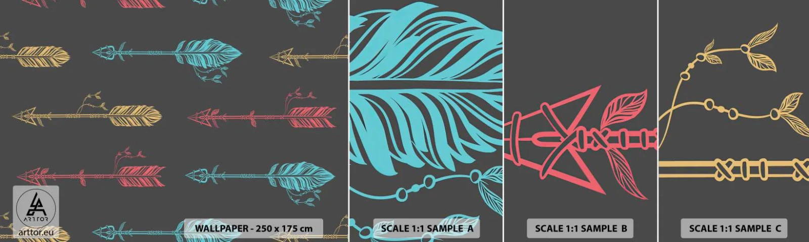 Photo Wallpaper Sample Standard Eco - In Ordinance - Abstraction, Boho, Arrow - 100x30 cm