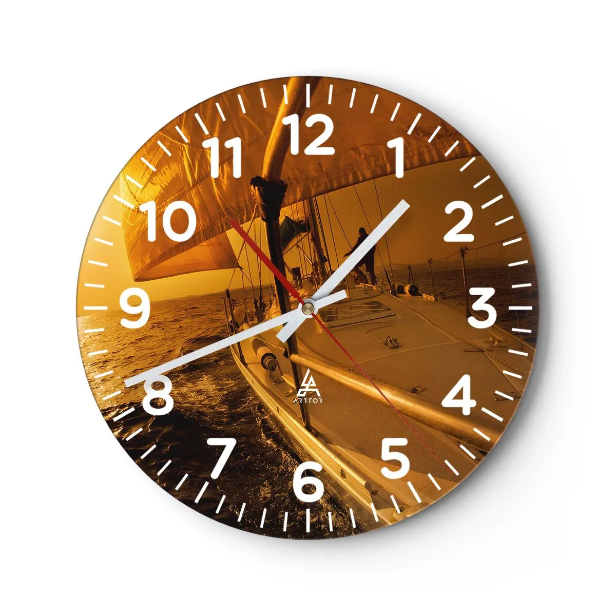 Wall clock - Clock on glass - Golden Evening after a Colourful Day - 30x30 cm