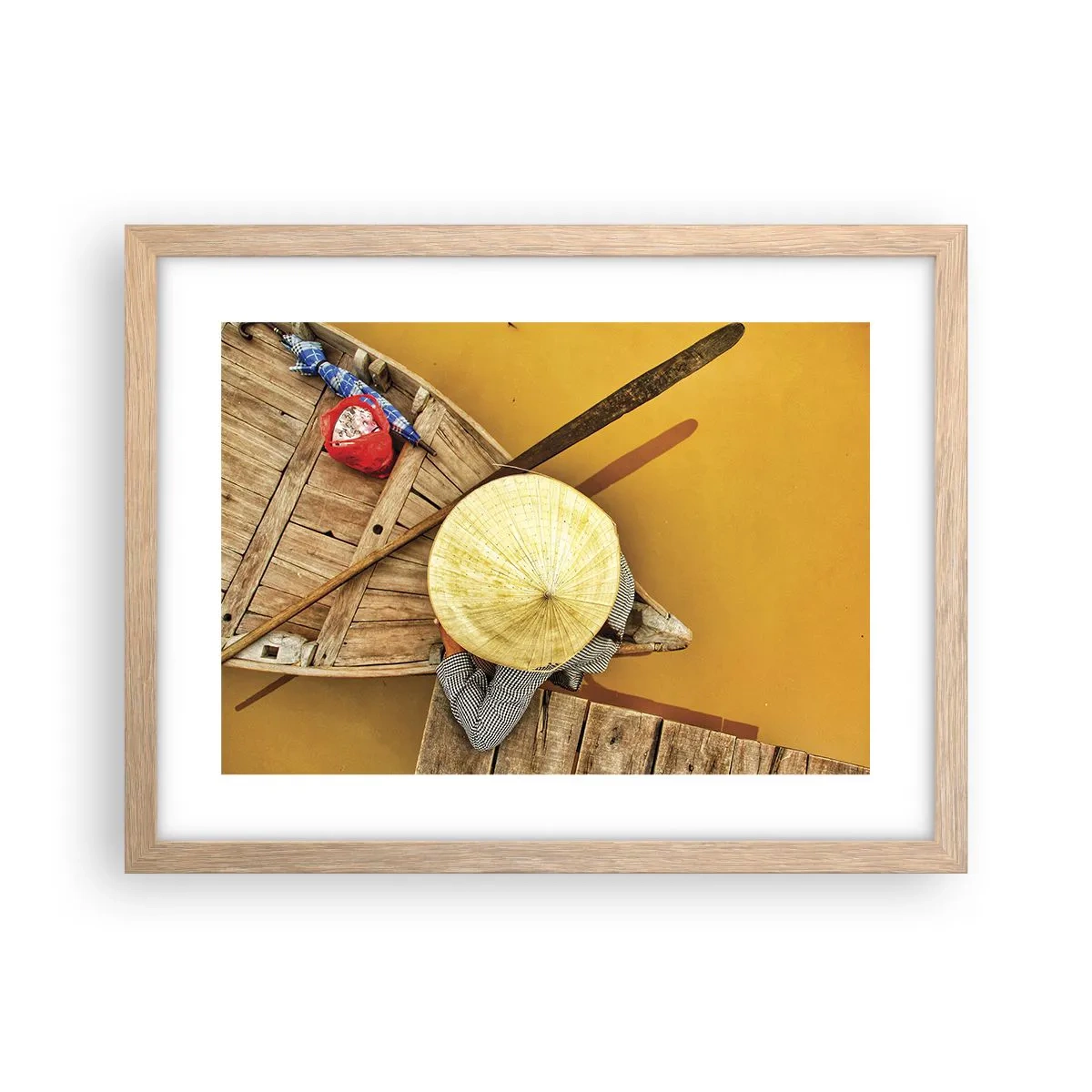 Poster in light oak frame - Life on a Yellow River - 40x30 cm