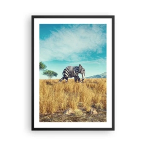 Poster in black frame - A zebra with an elephant's body against the backdrop of the African savannah - 50x70cm - Greyness Is Not In Fashion - Modern wall decoration for the living room and bedroom ARTTOR