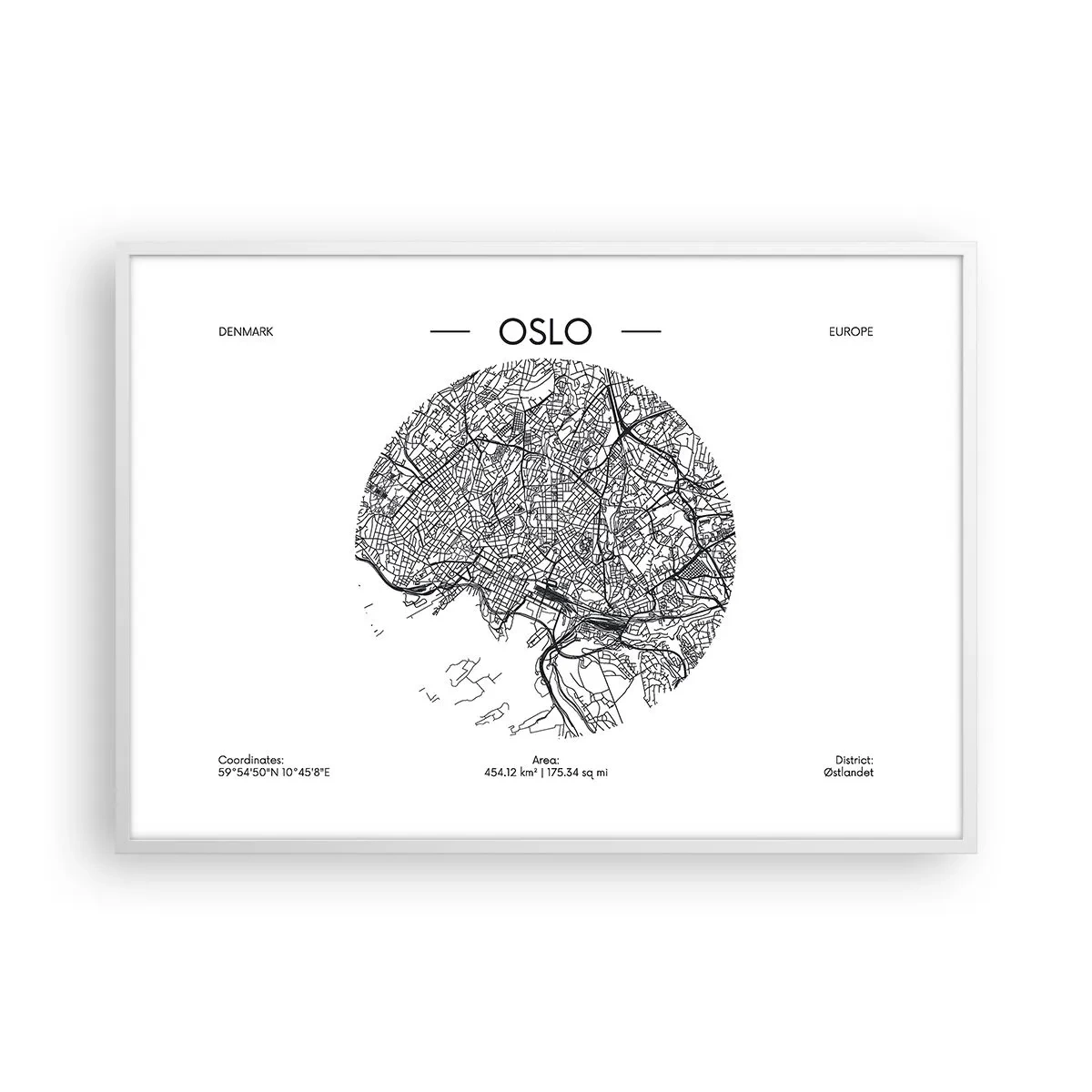Poster in white frmae - Anatomy of Oslo - 100x70 cm