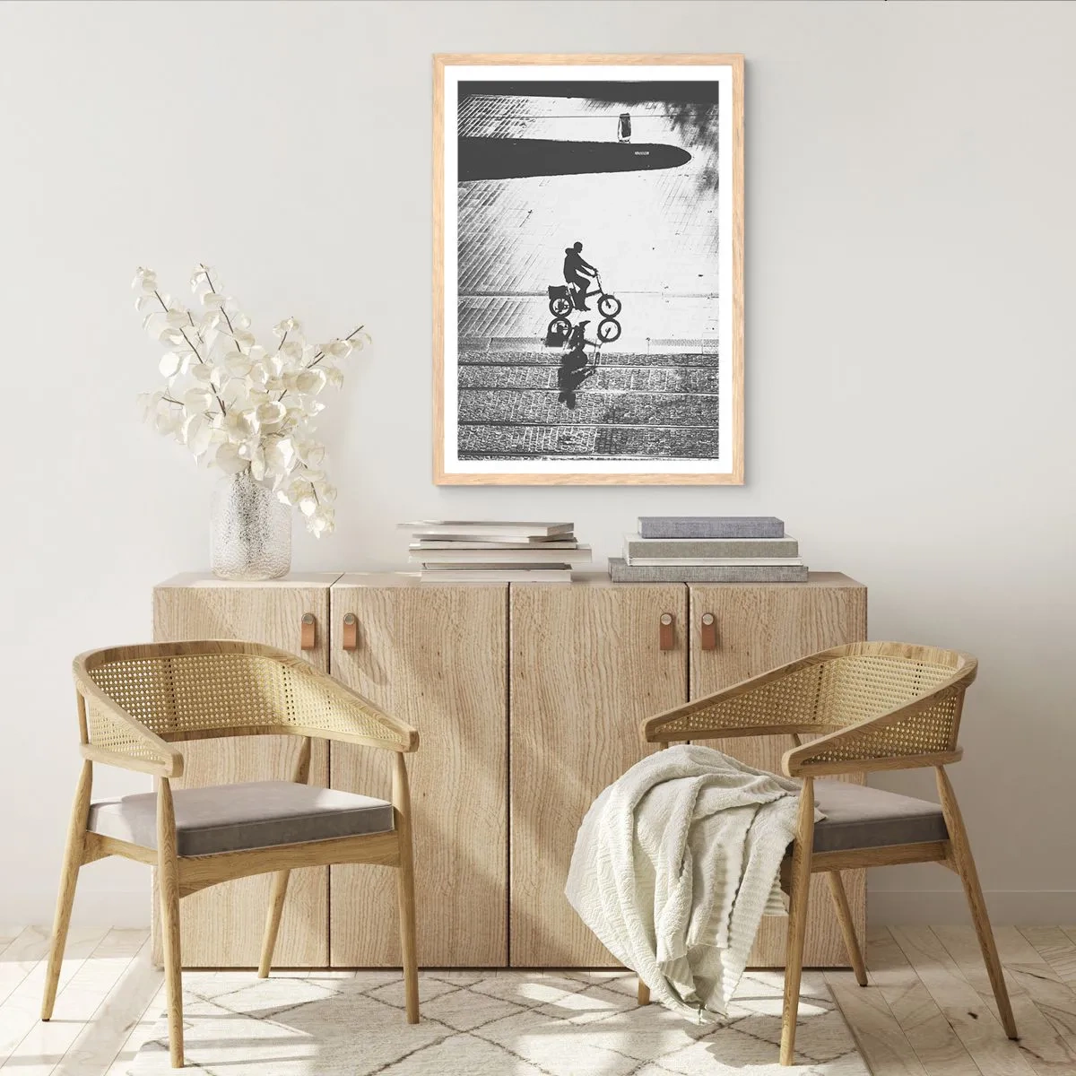 Poster in light oak frame - Straight ahead, through the City - 70x100 cm