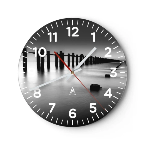 Wall clock - Clock on glass - Grey Distance in a Fog - 30x30 cm