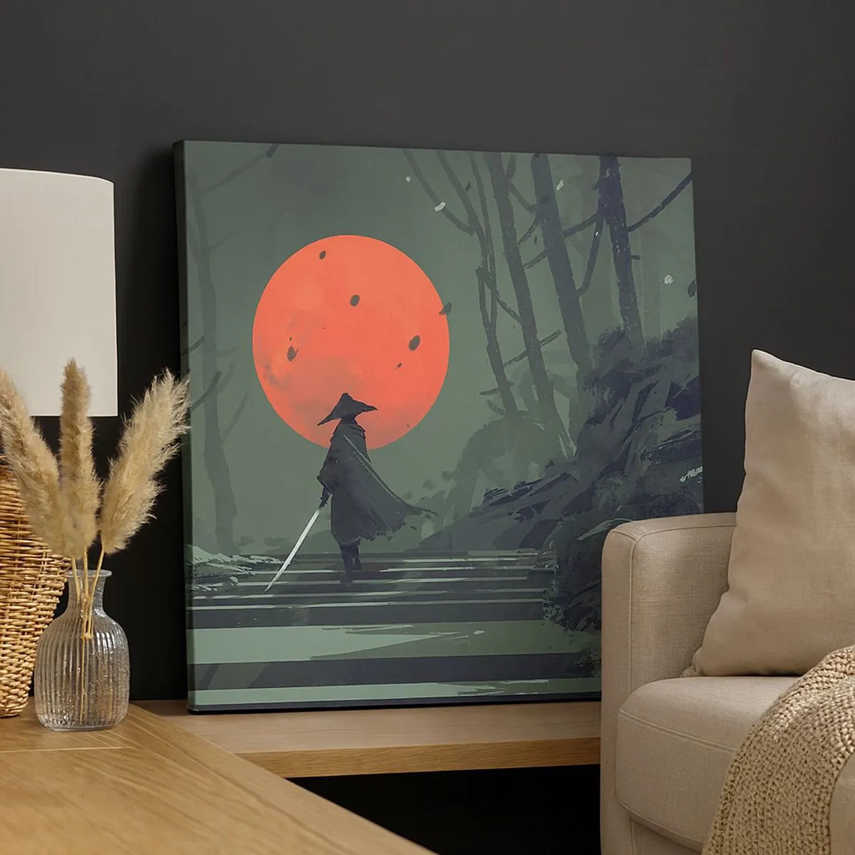 Canvas picture - Red Moon Warrior - 30x30 cm