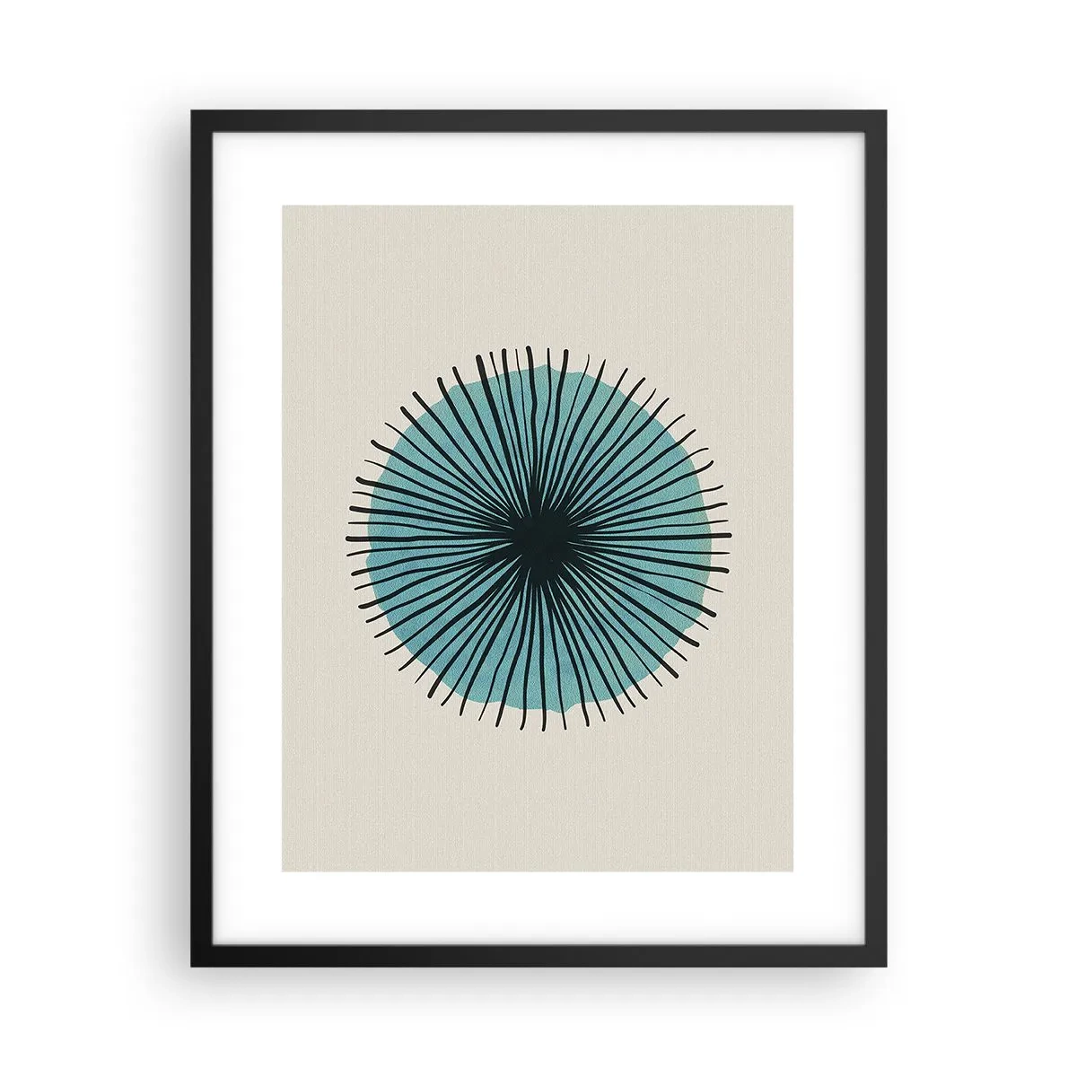 Poster in black frame - Rays on Blue - 40x50 cm