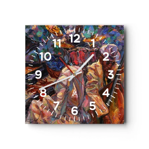 Wall clock - Clock on glass - In the Same Rhythm - 30x30 cm