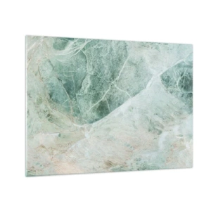 Glass picture - Green-beige texture resembling natural stone - 70x50cm - Noble Coolness of a Stone - Modern wall decoration for the living room and bedroom ARTTOR