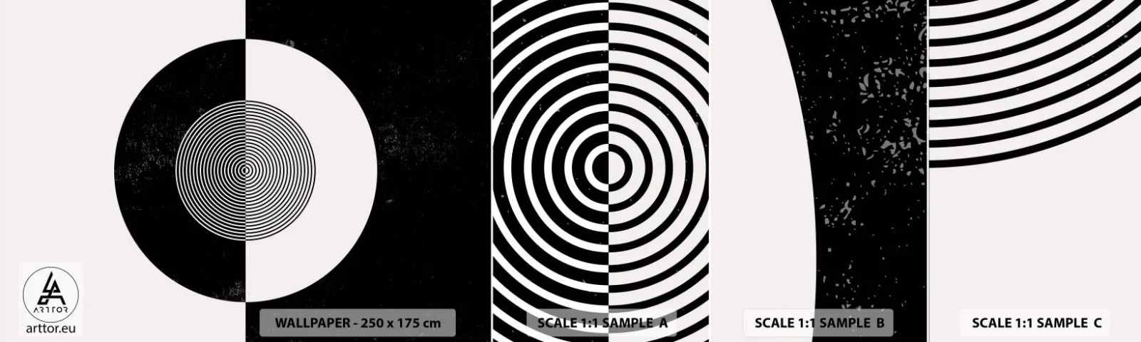 Photo Wallpaper Sample Self-Adhesive Deluxe Sticker - Harmony in Black and White - Abstraction, Piece, Black and white - 100x30 cm