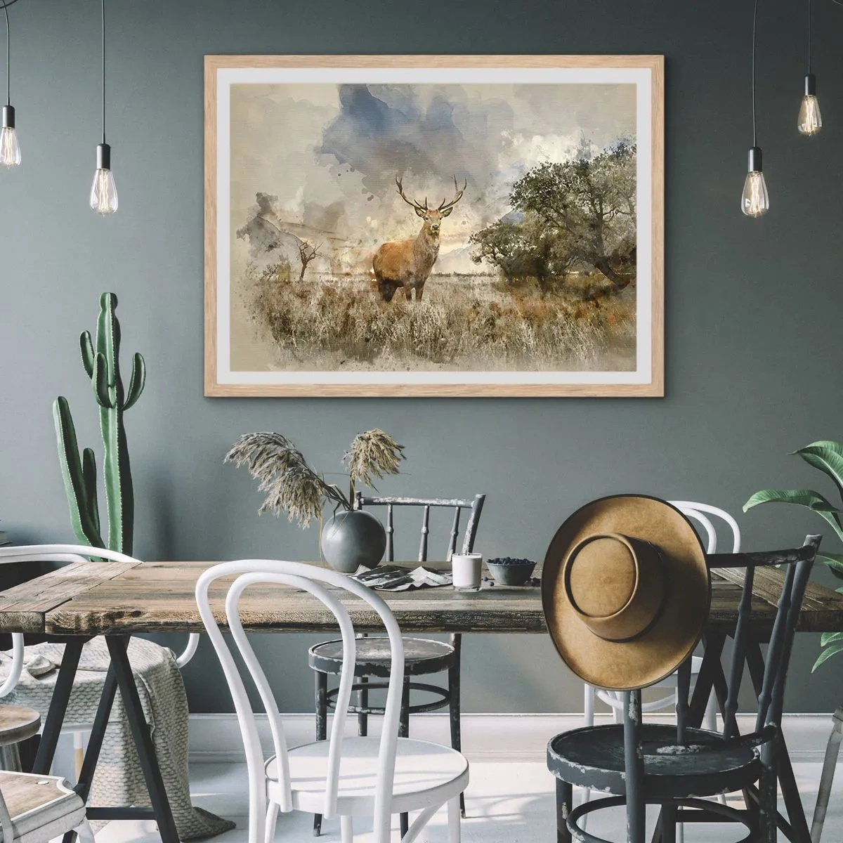 Poster in light oak frame - Dignity - Strength - Majesty - 100x70 cm