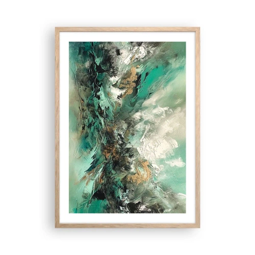 Poster in light oak frame - Emerald and Black Lump - 50x70 cm
