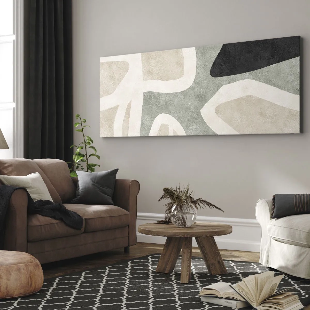 Canvas picture - Composition with a Black Motif - 140x50 cm