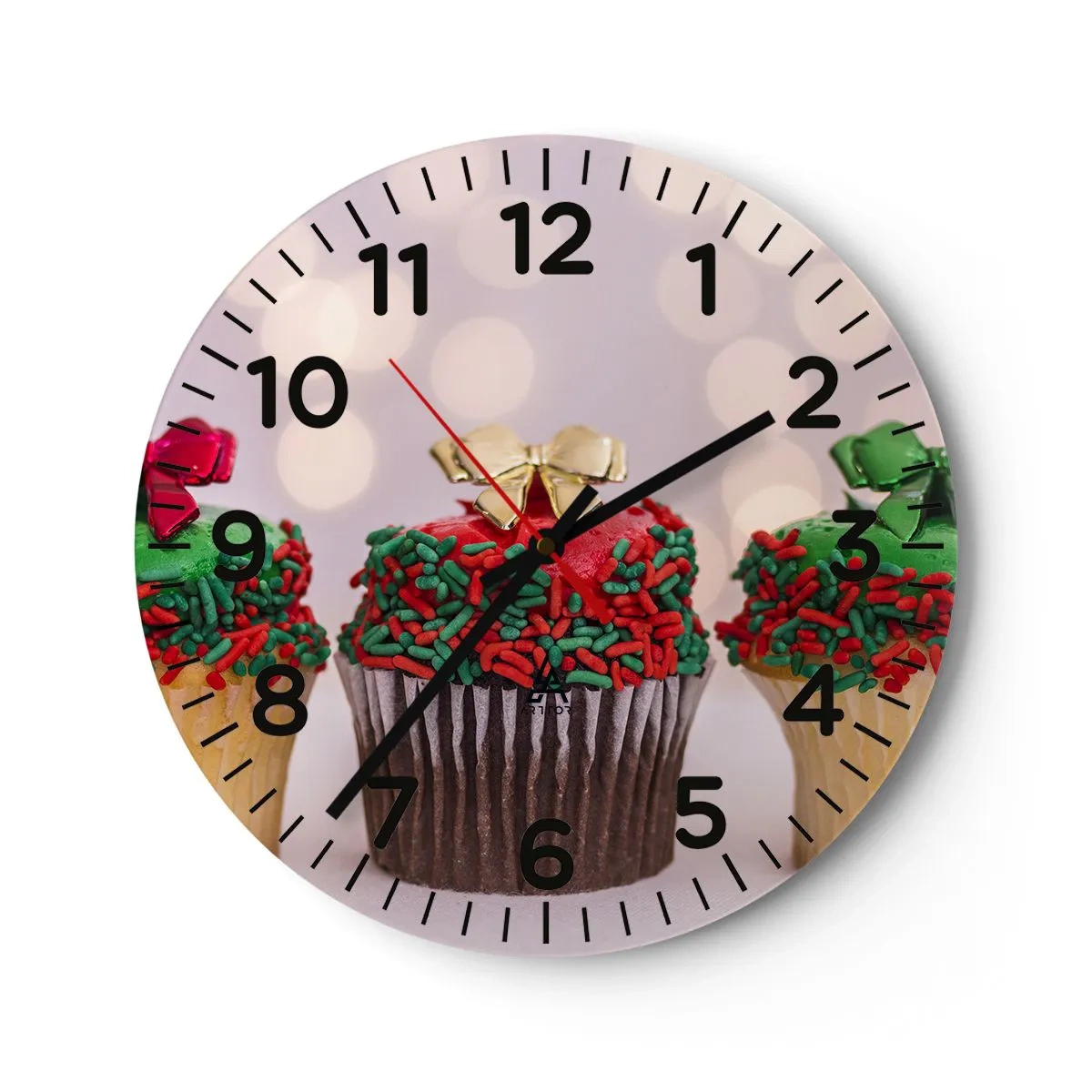Wall clock - Clock on glass - Cakes with a Bow - 30x30 cm