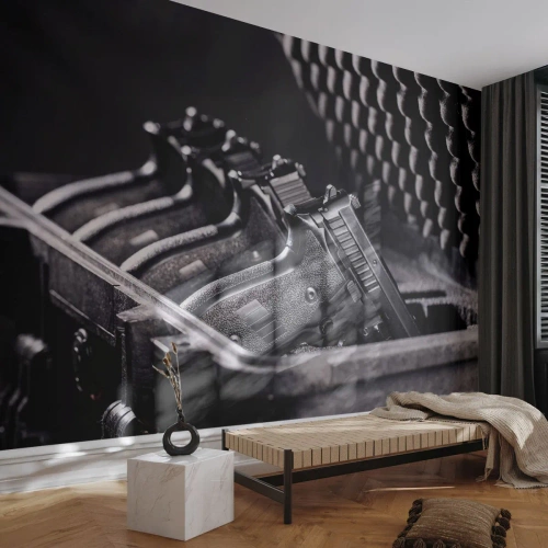 Photo Wallpaper Premium Sand - Male Sport - Military, Weapon, Gun - 300x210 cm