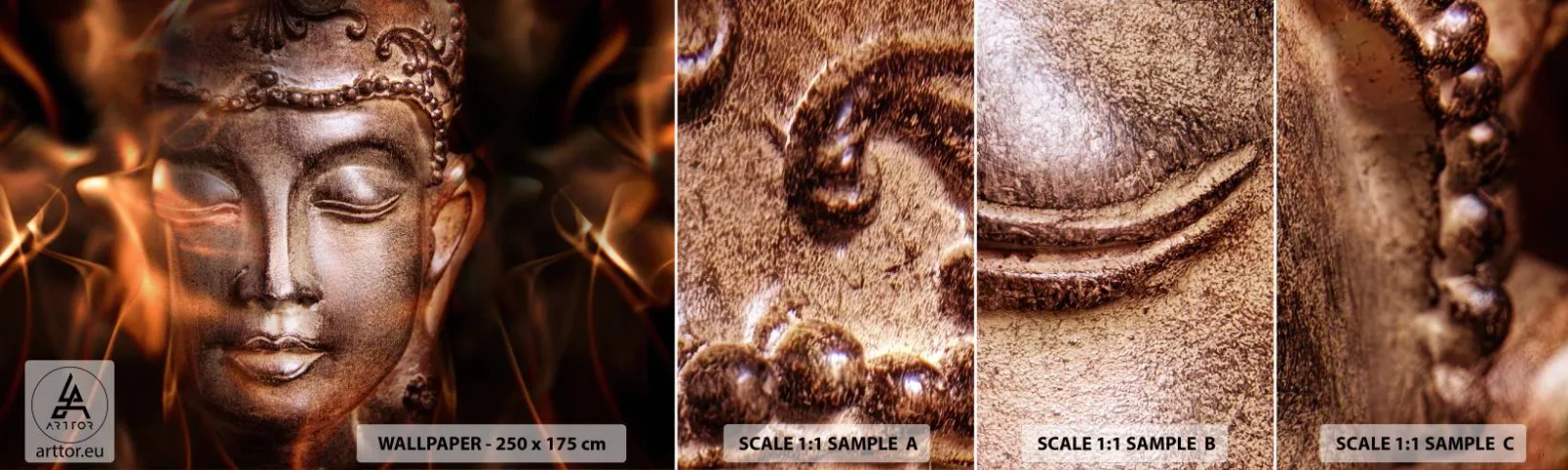 Photo Wallpaper Sample Self-Adhesive Deluxe Sticker - There Is Only Now and Here - Buddha, Religion, Asia - 100x30 cm