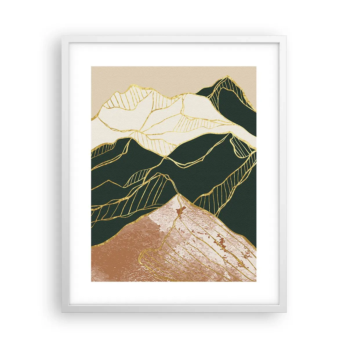 Poster in white frmae - Golden Peaks - 40x50 cm