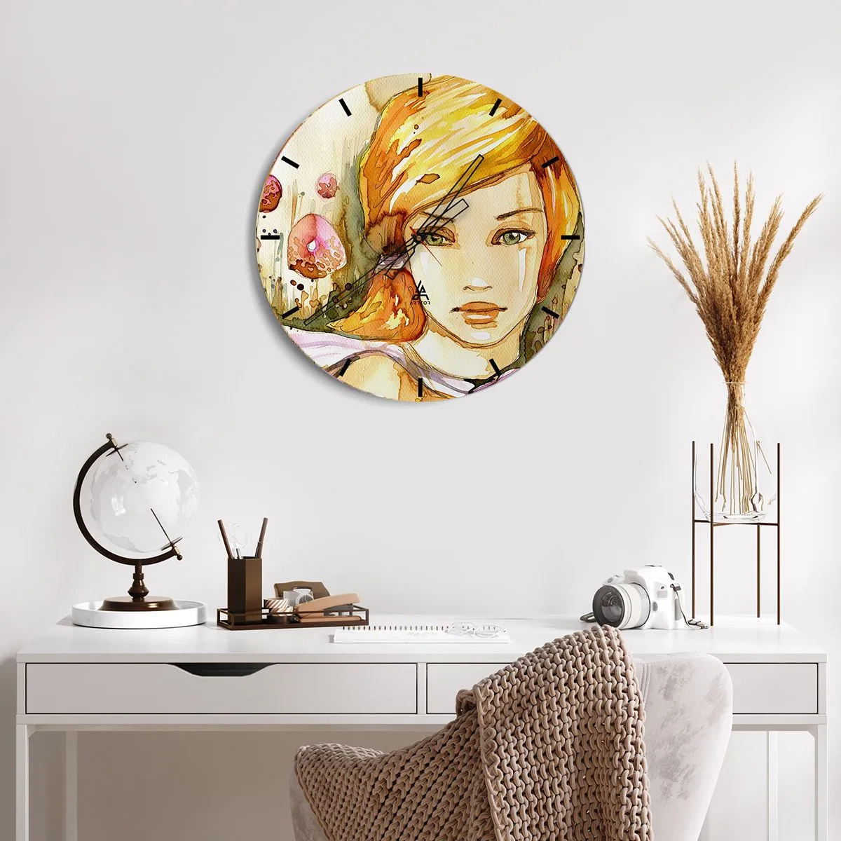 Wall clock - Clock on glass - Emerald Gaze, which Silences Anger - 30x30 cm