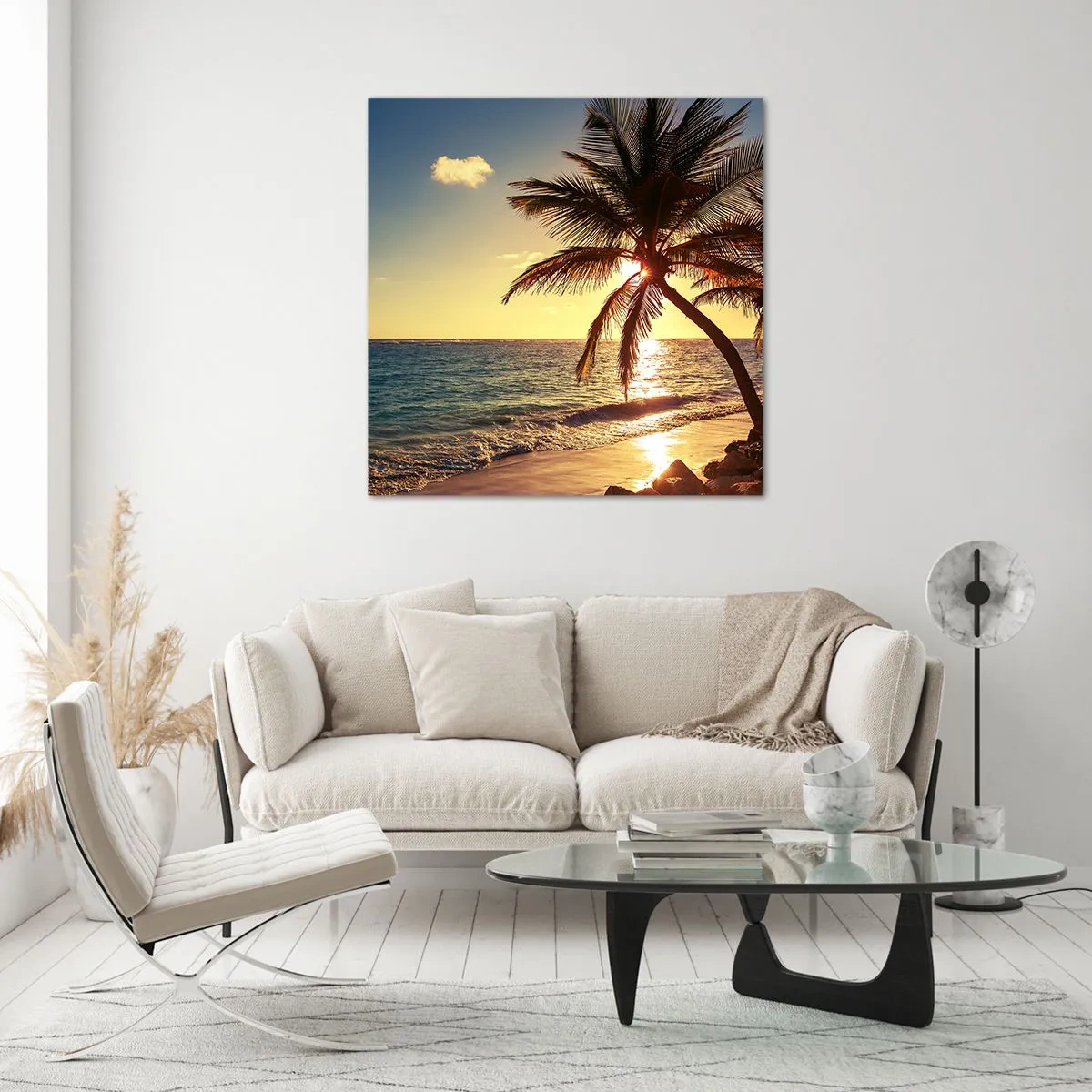 Glass picture - Summer Under Palms - 70x70 cm
