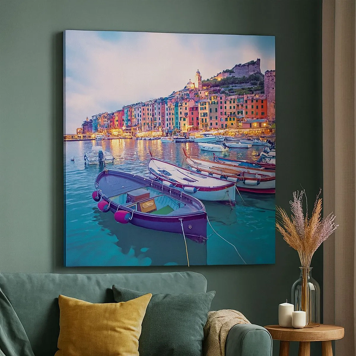 Canvas picture - Colourful Evening in a Port - 30x30 cm