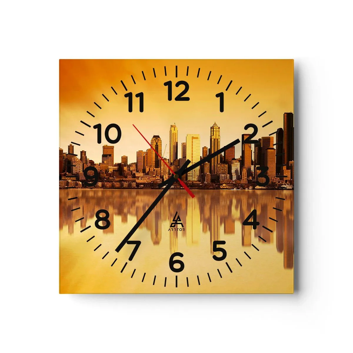 Wall clock - Clock on glass - Silence of a Metropoly - 40x40 cm