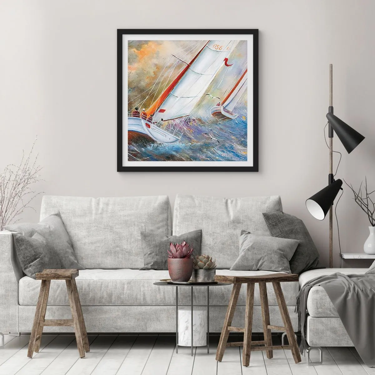 Poster in black frame - Running on the Waves - 60x60 cm