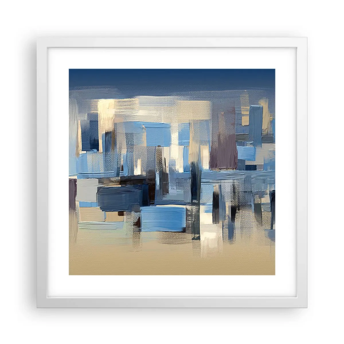 Poster in white frmae - Blue Construction - 40x40 cm