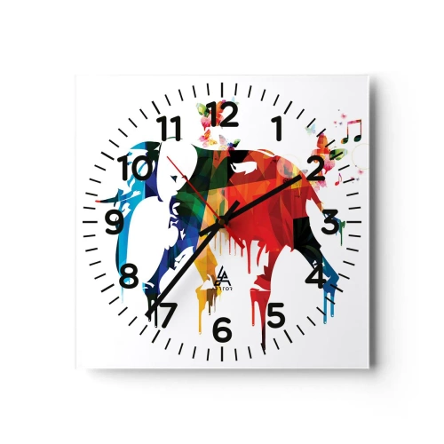 Wall clock - Clock on glass - Everyone Can Dance - 40x40 cm