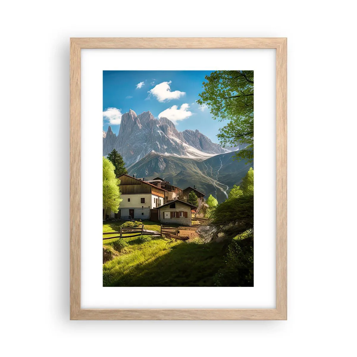 Poster in light oak frame - Alpine Idyll - 30x40 cm