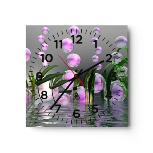Wall clock - Clock on glass - Reflexive Composition of Lightness and Life - 30x30 cm
