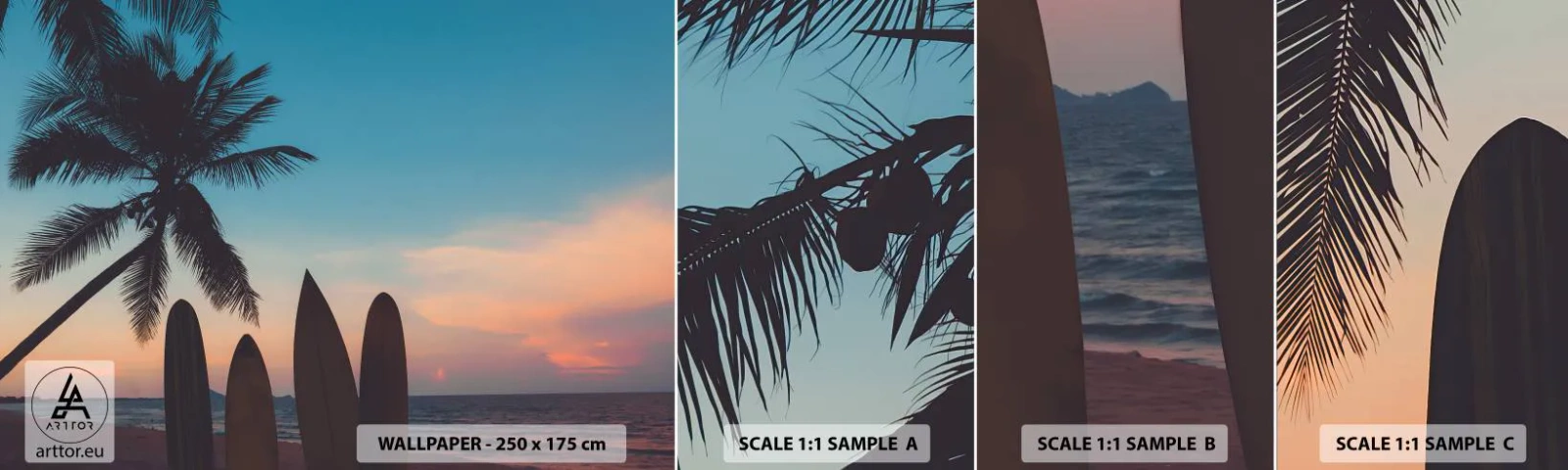 Photo Wallpaper Sample Self-Adhesive Deluxe Sticker - Tomorrow Will Be Fun Too - Landscape, Surfing, Sea - 100x30 cm