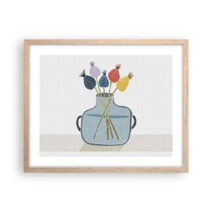 Poster in light oak frame - As Quiet as Poppies - 50x40 cm