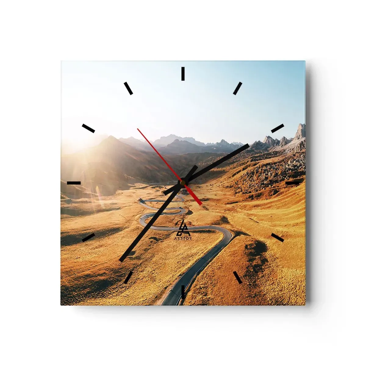 Wall clock - Clock on glass - In a Golden Valley - 30x30 cm