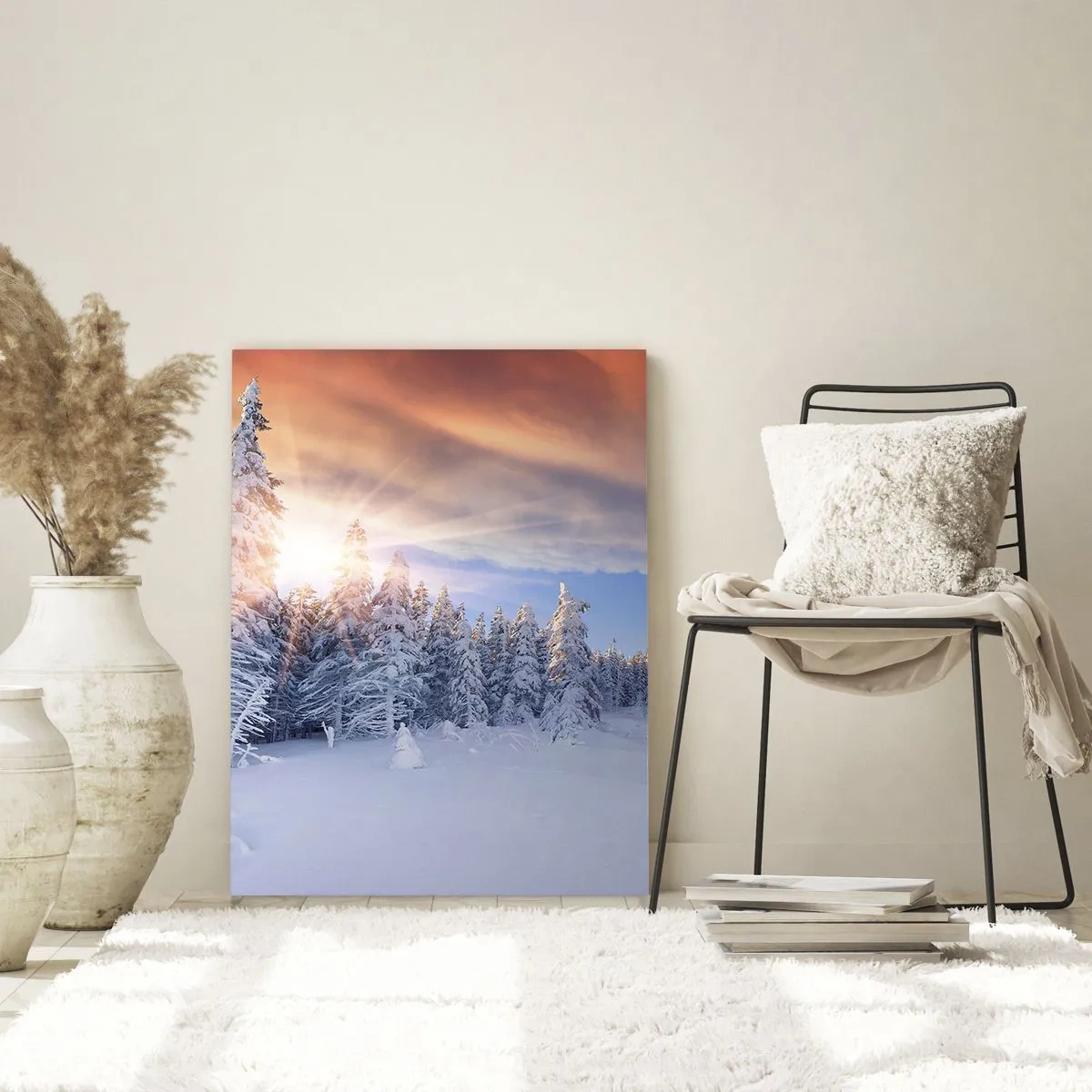 Glass picture - Snowy Spectacle of Nature - 70x100 cm