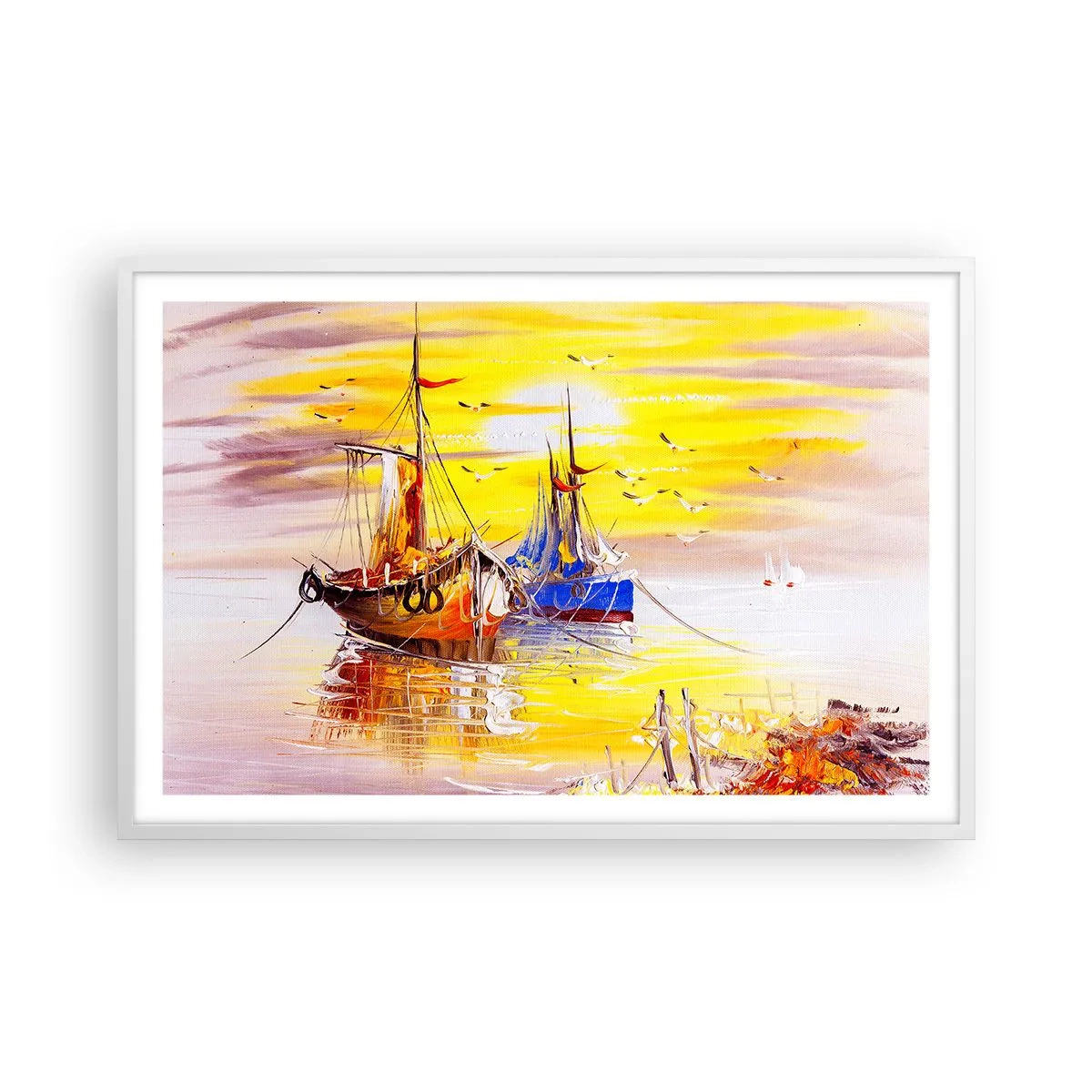 Poster in white frmae - Deserved Rest in Port - 91x61 cm