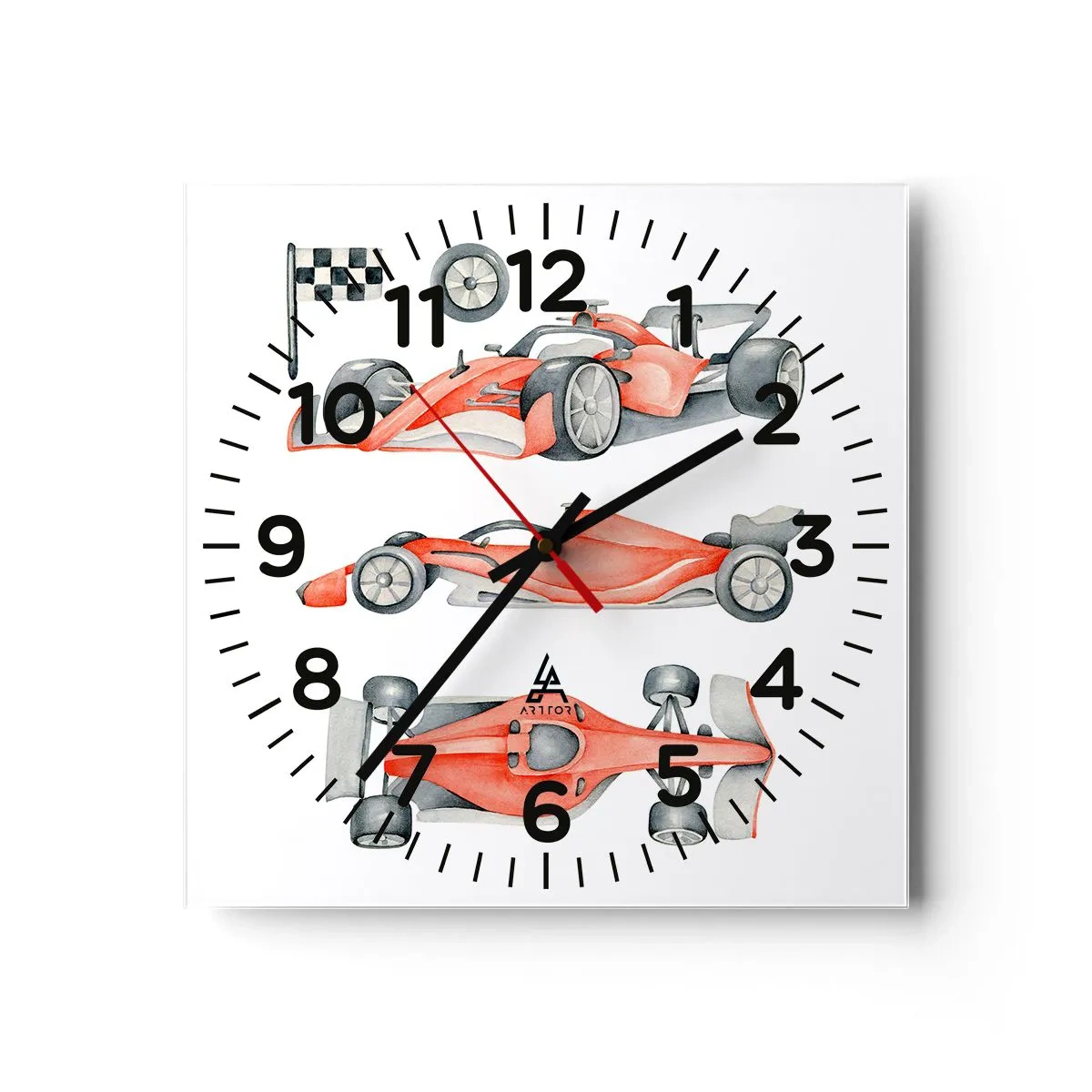 Wall clock - Clock on glass - Race for the Dreams - 40x40 cm